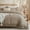 Taupe, variant on 100% Cotton Ruffled Comforter Set Queen, White Shabby Chic Farmhouse Bedding Set French Country Cute Comforter Set