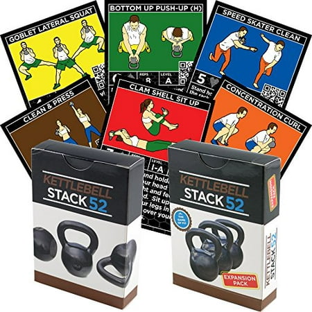 Kettlebell Exercise Cards DUO Pack by Stack 52. Kettlebell Workout Playing Card Game. Video Instructions Included. Learn Kettle Bell Moves and Conditioning Drills. Home Fitness Training
