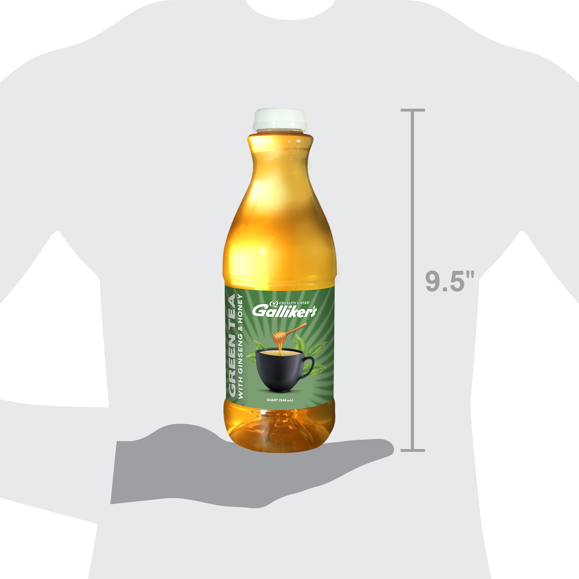 Galliker's Green Tea, Quart, Plastic Bottle, Naturally Caffeinated