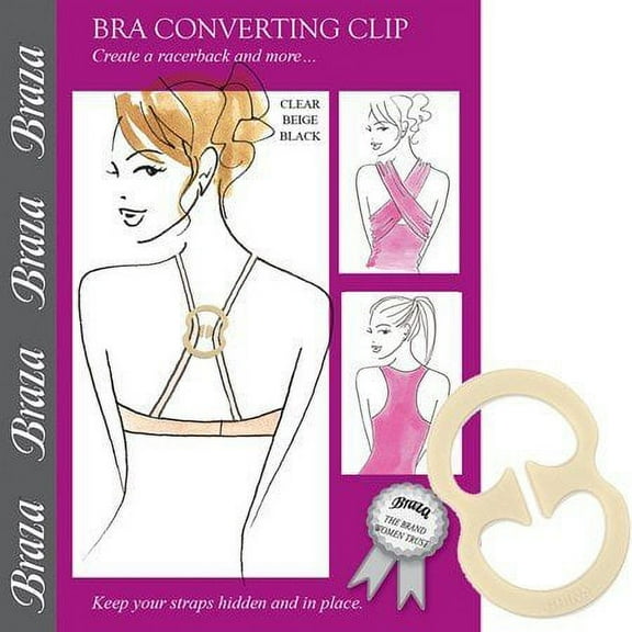Braza Bra Converter Clip and Strap Holder - 3 Pieces - Beige, Black, Clear