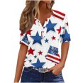 thumbnail image 2 of breaise 4th of July Shirts for Women Summer Patriotic USA Flag Graphic Tshirts Elegant Short Sleeve Tees Comfortable V Neck Buttons Blouses Tops Plus Size Blouses for Women, 2 of 5