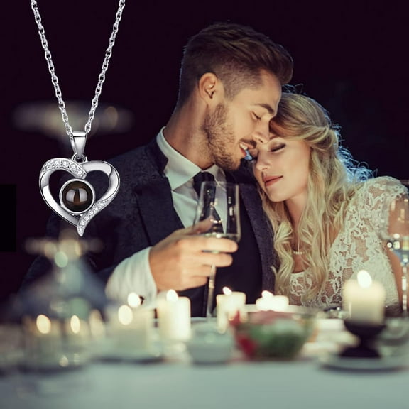 Picture Necklace Personalized For Women - Customized Photo Projection Necklace Round Pendant Necklace - Birthday Anniversary Memorial Gifts Girlfriend Wife Mother Daughter[o1556]