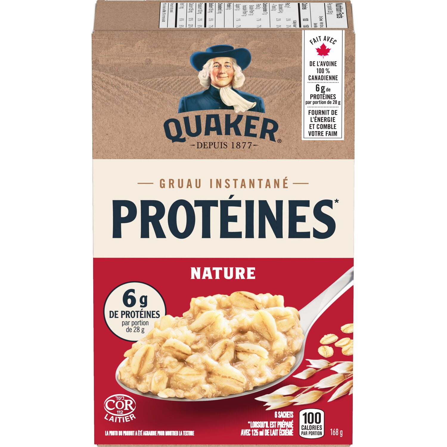 Quaker Protein Instant Oatmeal, Regular, 6 packets., 168 g.