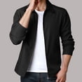 thumbnail image 2 of Wyobmus Mens Long Sleeve Jacket Lightweight Flip Collar Coats Casual Solid Color Zip Up Jackets Black, 2 of 5