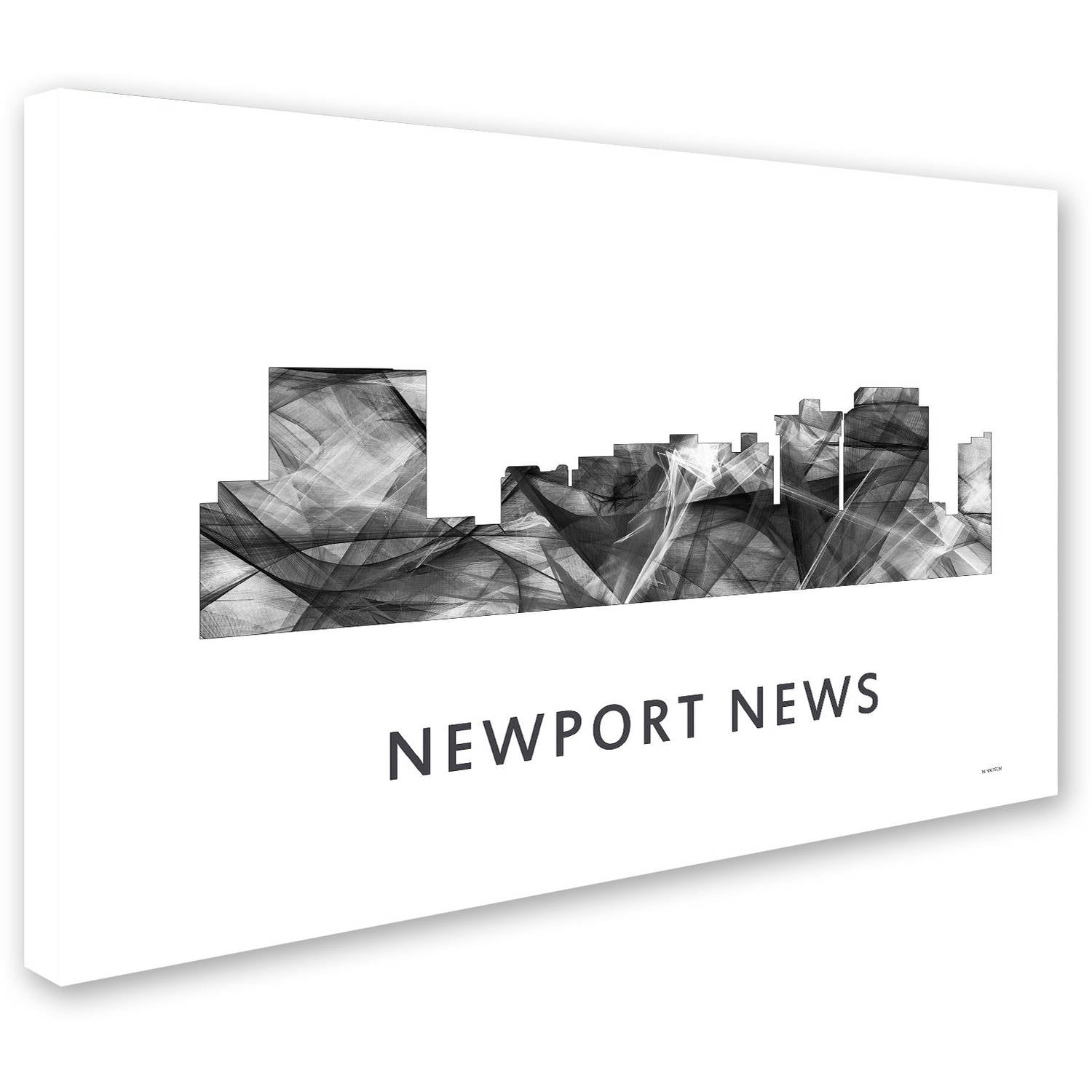 Trademark Fine Art 'Newport News Virginia Skyline WB-BW' Canvas Art by Marlene Watson