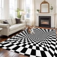 thumbnail image 2 of 8'x10' Area Rugs, Black White Plaid Indoor Outdoor Area Rug for Living Room Bedroom, Modern Abstract Checkered Striped Washable Bathroom Rugs Kitchen Floor Carpet Mats Home Decor Aesthetic, 2 of 8