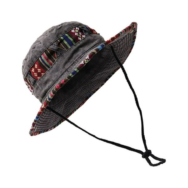 Maoww Fishing Hat Vintage Japanese Style Men Women Dome Sunproof Drawstring  Outdoor Easy Matching Cap Headgear Accessories Grey Black 