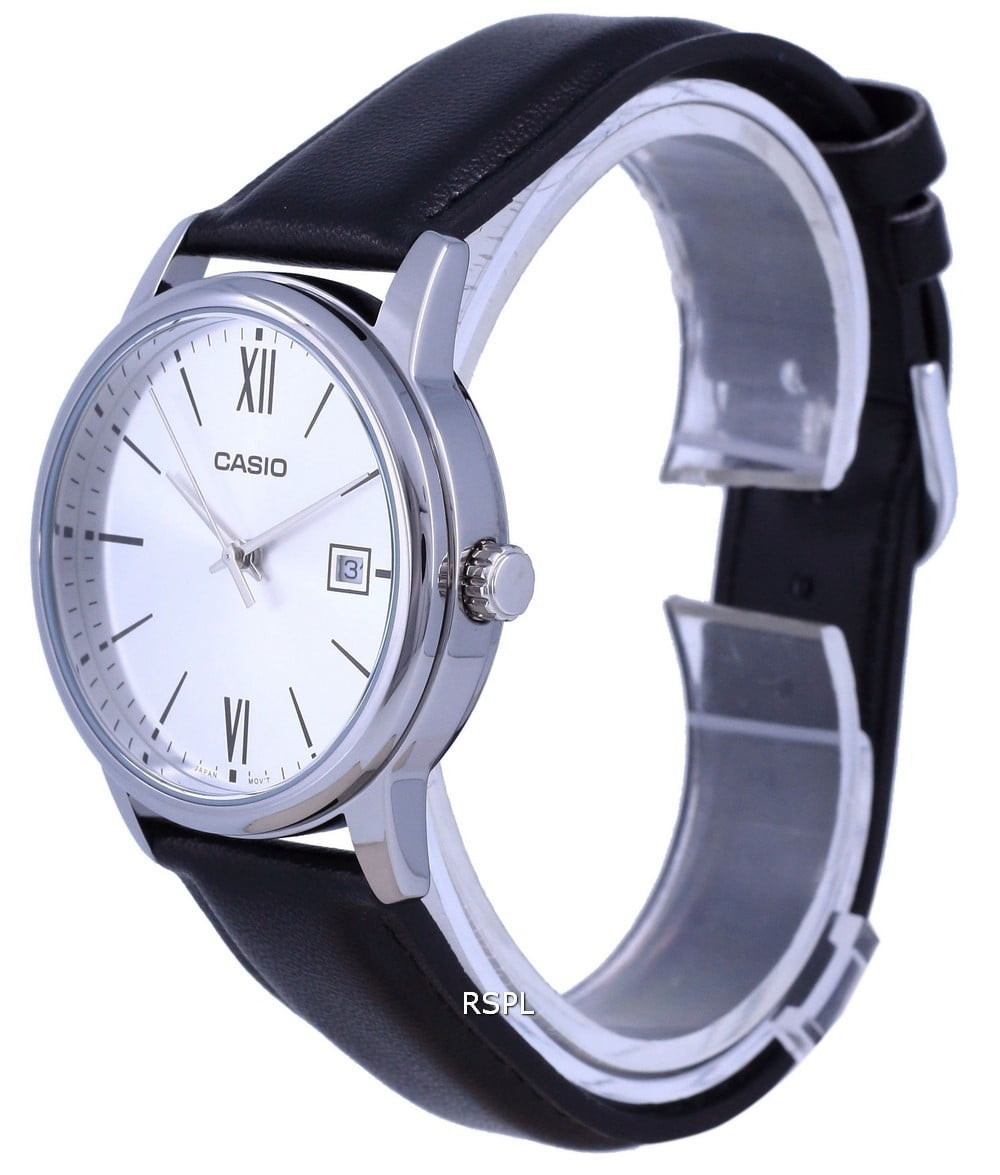 Casio Men’s Silver Dial Black Leather Strap Watch - MTP-V002L-7B3UDF