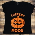 thumbnail image 2 of Women Current Mood Halloween Pumpkin V Neck T Shirt (Medium), 2 of 3