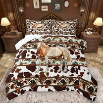 Castle Fairy Full 3-Piece Horse Cow Aztec Comforter Set