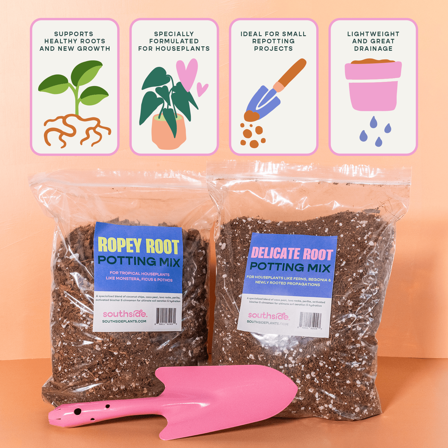 Delicate Root Potting Mix - Organic Mix of Coconut Chips, Coir, Horticultural Charcoal & Chunky Perlite