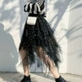thumbnail image 4 of RUTAYY Women Casual Elastic High Waist Blingbling Mesh Skirt Tutu Skirt Irregular Hem Skirt Solid Color Flowy Swing Skirts, 4 of 4