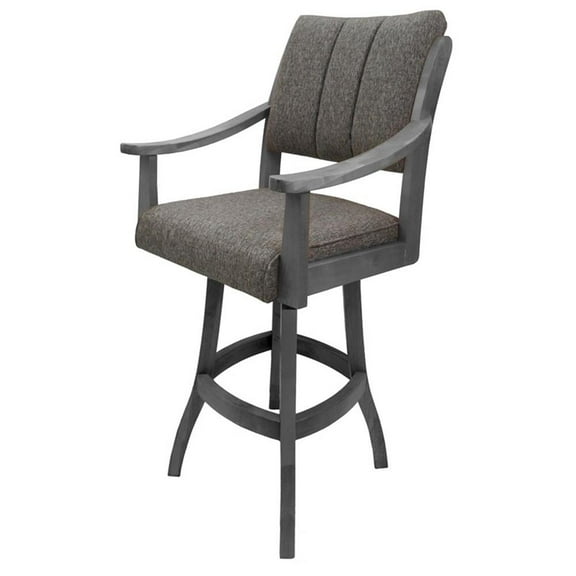 Casa Solid Wood Extra Tall 34" Bar Stool - Mojave Gray Fabric - Light Grey