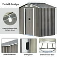 thumbnail image 3 of Patio 6ft x4ft Bike Shed Garden Shed, Metal Storage Shed with Adjustable Shelf and Lockable Door, Tool Cabinet with Vents and Foundation for Backyard, Lawn, Garden, Gray, 3 of 5