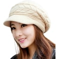 thumbnail image 1 of Gorro de esquí de lana tejido con orejeras de piel para mujer y niña, gorro de boina cálido para invierno, gorros de lana tejidos, 1 of 5
