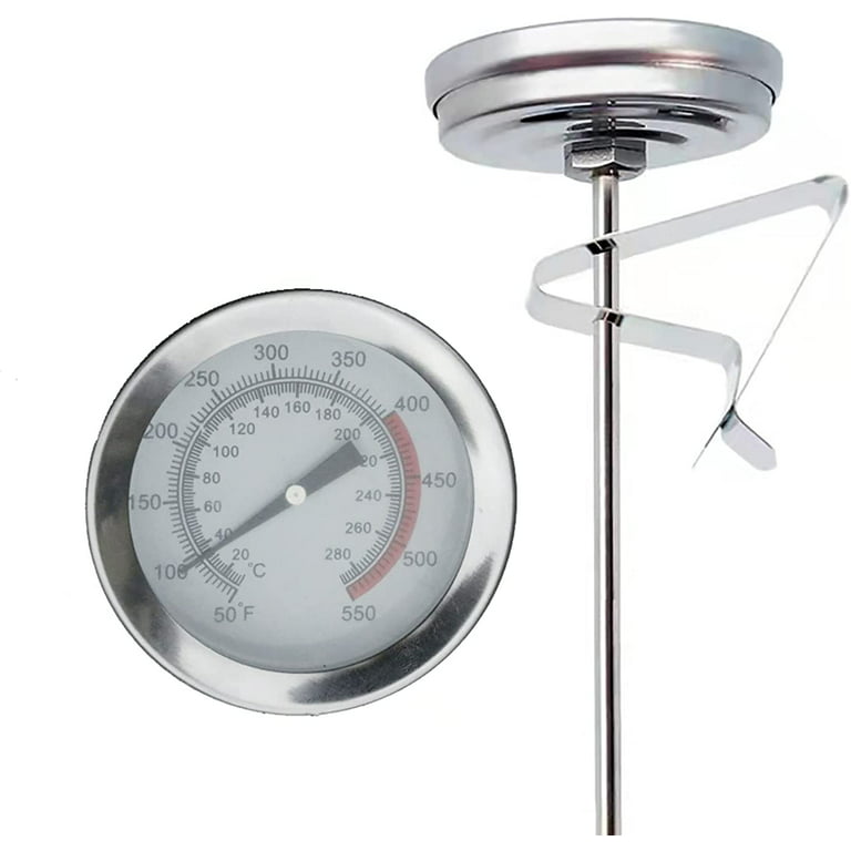 Candy Deep Fry Thermometer with Pot Clip, Instant Read Meat Thermometers for Grilling, 15” Stainless Steel Long Probe Dial Thermometer for Cooking