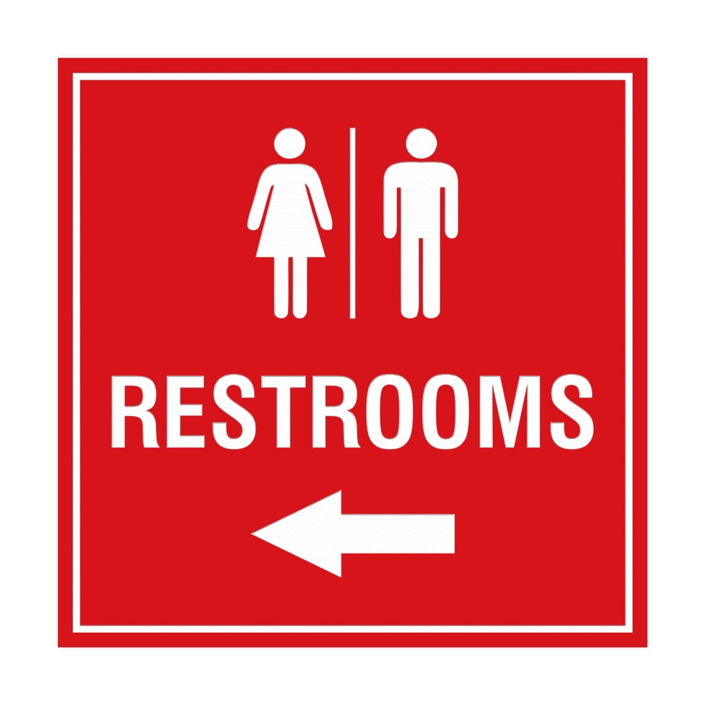 Square Restrooms left arrow Sign (Red) - Large - Walmart.com