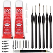 GRAS ART BUNDLES Testors Cement Plastic Model Glue Adhesive 2-Pack, 6 Fine Detail Miniatures Paint Brushes, Precision Crafting Knife with Extra Blades and Tips