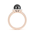 thumbnail image 2 of ANGARA Classic Tahitian Cultured Pearl and Diamond Halo Ring in 14K Rose Gold for Women | June Birthstone, Birthday, Anniversary, Jewelry Gift for Women | Pearl Ring, 2 of 9