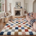 thumbnail image 4 of BERTHMEER 8'x10' Large Shag Area Rugs for Living Room Bedroom Dining Room Plush Pile Soft Checkered Fluffy Geometric Modern Indoor Carpets Rugs,Multicolor, 4 of 7