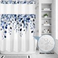 thumbnail image 4 of No Hook Shower Curtain, Blue Eucalyptus Leaves Waterproof Fabric Shower Curtains for Bathroom, Summer Botanical Watercolor Long Bathroom Curtain with Mesh Top Window for Home Hotel Bathtub 72"x84", 4 of 9