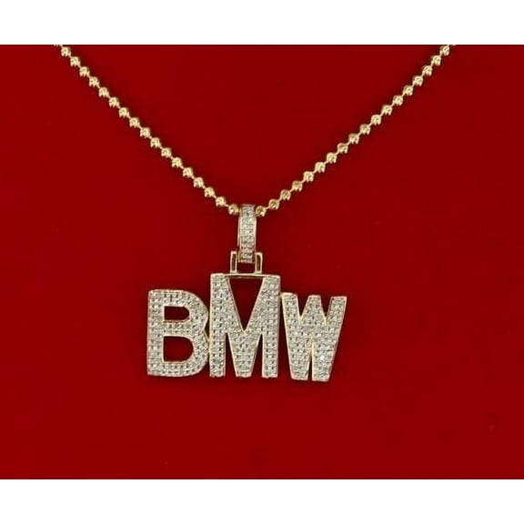 King Of Bling's Real 0.33ct Diamond Sterling Silver HIP HOP Charm Necklace Pendant in Yellow