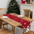 thumbnail image 4 of Red Snowman Christmas Dresser Scarf Farmhouse, Dining Table Decorations for Wedding/Parties, Xmas Snowflake Birds Berry Winter Table Runner 72 Inches Long for Kitchen Dining, 13 x 72 In, 4 of 9