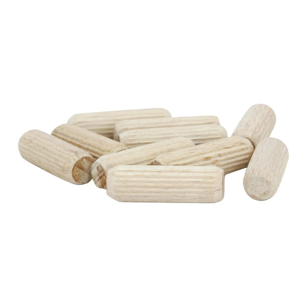 Rok Hardware Fluted Wood Dowels, Unglued, 1" x 5/16"(8mm), 100 Pack