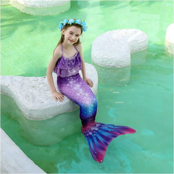 zocapuy Traje de bano de cola de sirena para ninas y ninos Princesa Cosplay Traje de bano Conjuntos de bikini para fiesta sin monoaleta Bodega Aurrera en linea