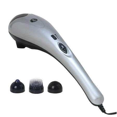 Handheld Percussion Massager Infrared Light Weighted Massage Head Sleek Handle Includes 3 interchangeable Heads: Knob, Finger-pressure, and Brush Massagers Daiwa Felicity Tapping