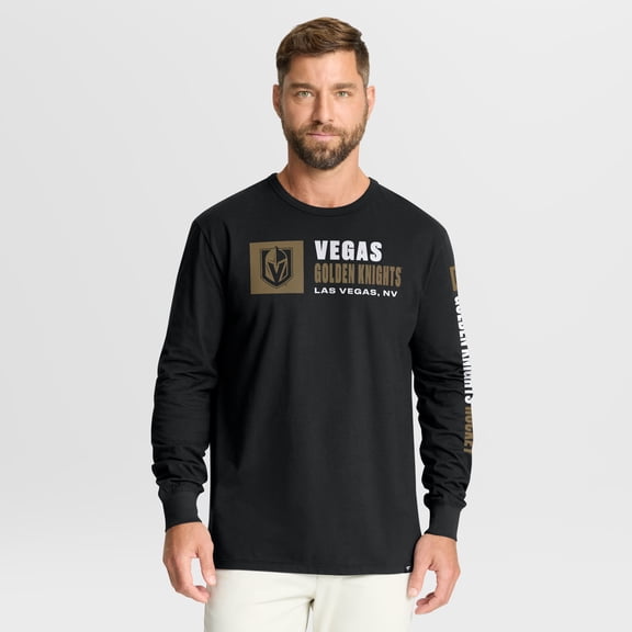 Men's Fanatics Black Vegas Golden Knights Goal Crease Legacy Long Sleeve T-Shirt