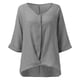 thumbnail image 4 of Blusa de verano de lino con cuello en V y botones para mujer - Top informal oversize de manga corta y corte holgado, 4 of 5