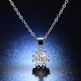thumbnail image 5 of Women's Floral Halo Pendant Necklace, Silver-Tone Clear Round Stone Necklace, Sparkling Fashion Necklace for Women, 5 of 8
