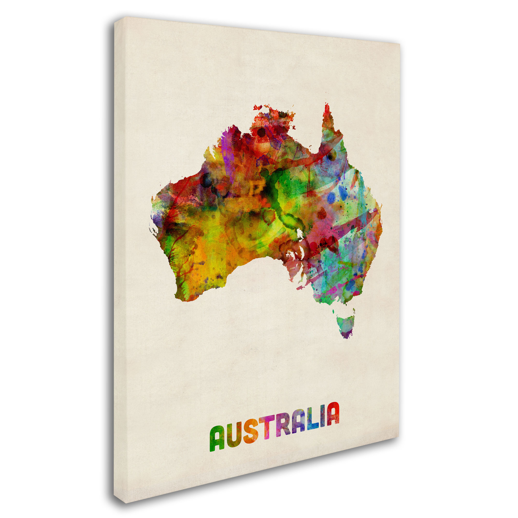 Trademark Fine Art "Australia Watercolor Map" Canvas Art by Michael Tompsett
