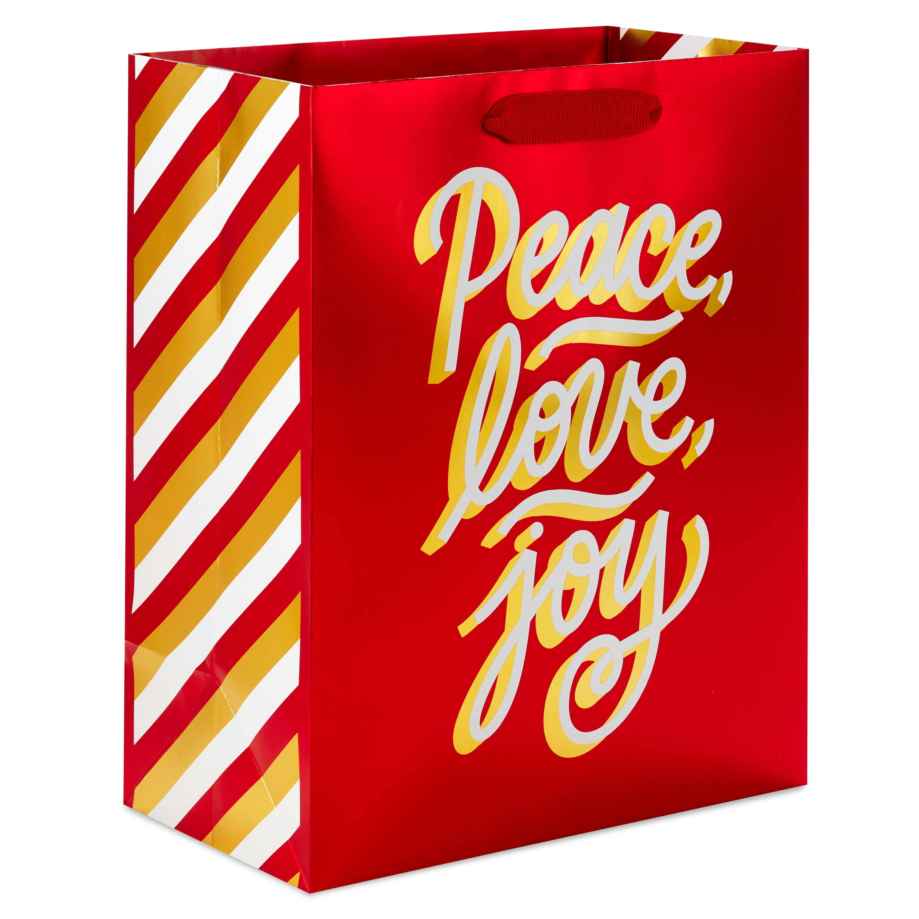 Hallmark Medium Holiday Gift Bag (Peace, Love and Joy Lettering on Red)