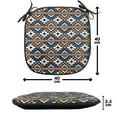 thumbnail image 4 of Boho Chair Seating Cushion, Borders Seamless Geometrical Pattern in Boho Art Style, Soft Seat Pads for Office with Anti-slip Backing, 16"x16", Orange Blue and White, by Ambesonne, 4 of 6