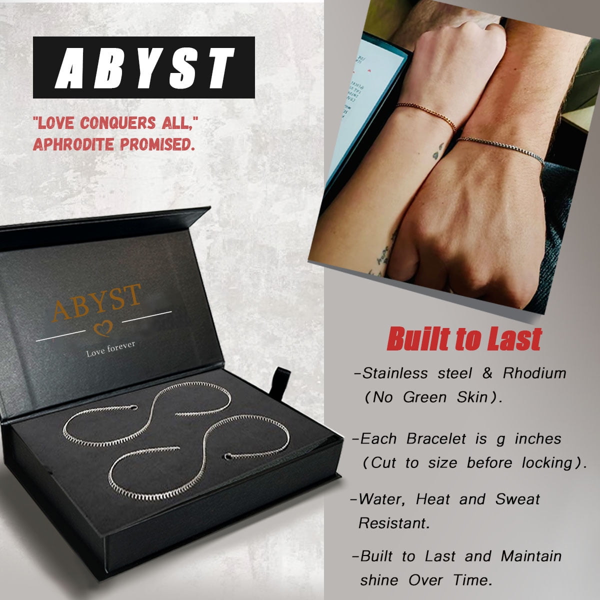 【Official Product】Unisex Permanent Couples Bracelets with Special Clasp - Perfect Date Night Gift for Anniversary and Birthday Fashion