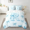 thumbnail image 2 of Castle Fairy Personalized Initial 7-Piece Twin Bedding Sets,Dreamy Princess Bedding Comforter Set,Blue Bow Breathable Sheet Sets,Lightweight Kawaii Room Decor,Reversible, 2 of 8