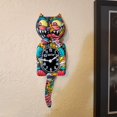 thumbnail image 3 of Resin Creative Personalized Graffiti Cat Wall Clock Clock Clock Pendant Lucky Cat Tail Swing Ornaments, 3 of 7