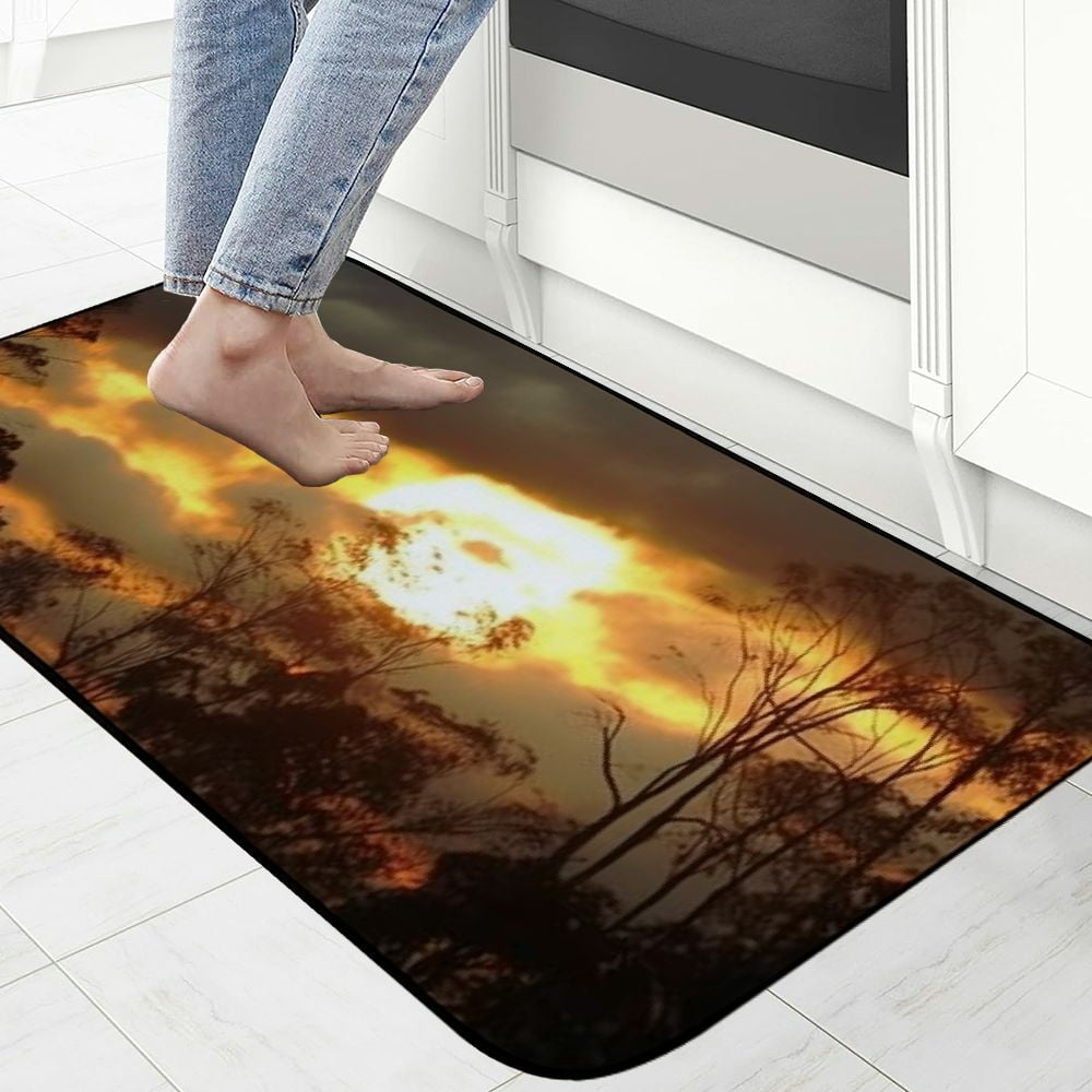 PHYHOO Decorative Door Mat, Door Mat with Non-Slip Rubber Backing, Easy Cleaning, Traps Dirt, Rug for Entry, Patio, Garage - Sunset Dawn Nature Sky Sun Armenia 19.68*47.24 in