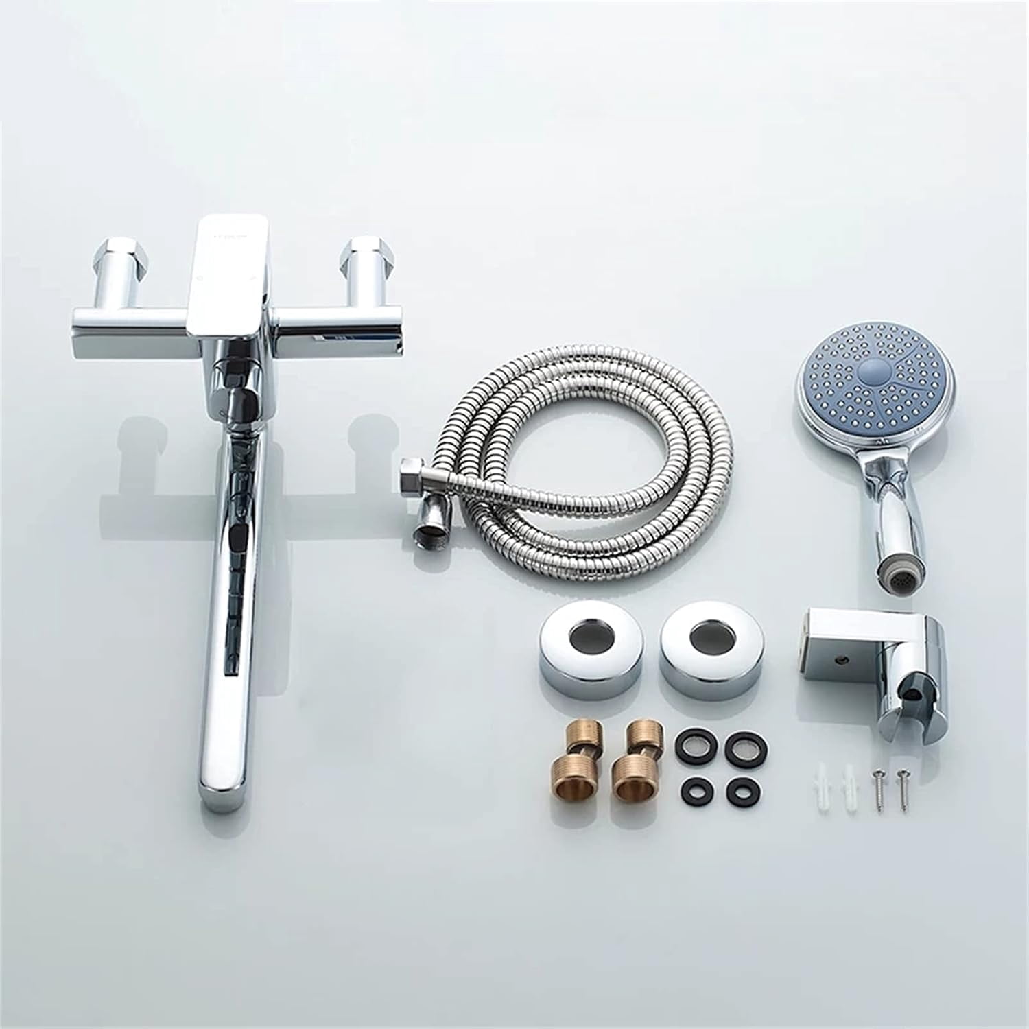 Tub Faucet with Long Outlet, Single Holder Dual Control Bath Shower Faucets Set Bathtub Faucet for Bathroom