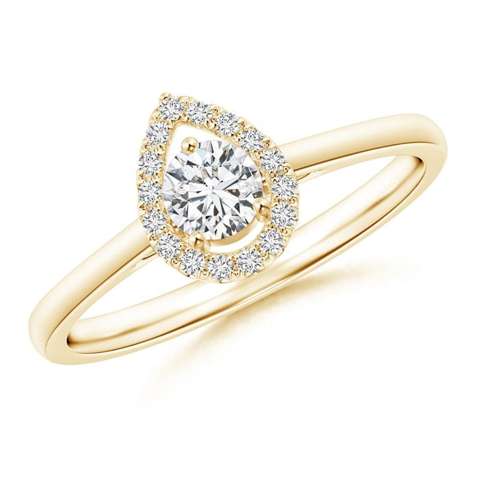 10k Two Tone Gold Square & Round White CZ Simulated April Birthstone Halo Ladies Ring