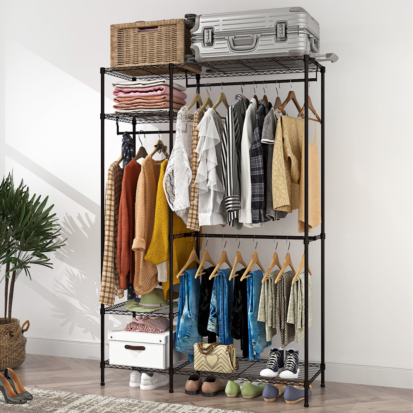 Winado Freestanding Garment Rack Heavy Duty Clothing Rack Wardrobe
