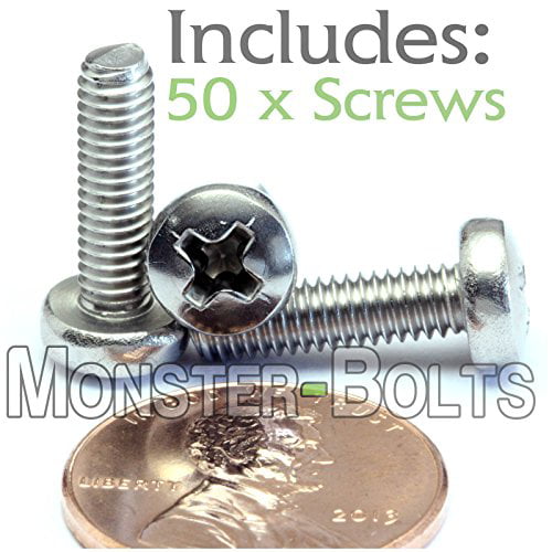 M4 x 50mm M4 Phillips Flat/Countersunk Head Machine Screws,A2 Stainless Steel,Thread Length 4 to 60mm,Pack 50-Piece