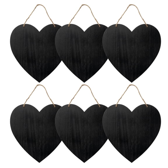 Plaid Unfinished Wood Chalkboard Heart Plaque Set, 6 pack