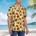 thumbnail image 3 of Pofeuu Autumn Sunflowers Print Hawaiian Shirt for Men Sleeves Casual Button Down Summer Beach Dress Shirts T-Shirts,X-Large, 3 of 7