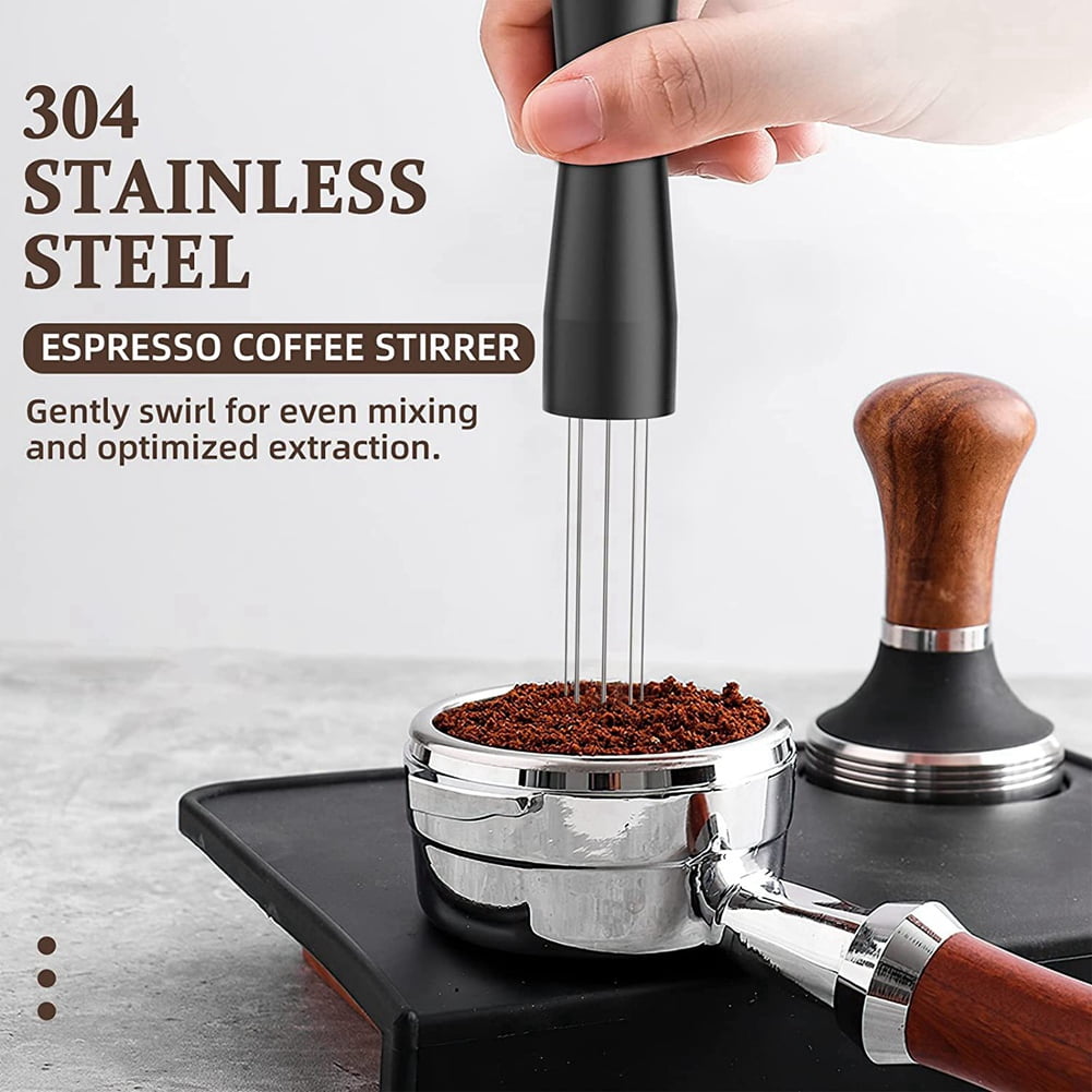 Zhaomeidaxi Hand Mixer Electric, Coffee Stirrer holder Stainless Steel  Whisk Mixer with Brush Bracket for Espresso Barista Tamper Distributor