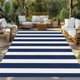 thumbnail image 3 of Fsddascl Navy Blue Striped Outdoor Rug for Patio/Deck/Porch, Non-Slip Large Area Rug 6 x 9 Ft, Modern Farmhouse Blue White Stripes Indoor Outdoor Rugs Washable Area Rugs, Camping Rug Carpet, 3 of 5
