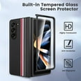 thumbnail image 2 of Frusde Compatible with Samsung Galaxy Z Fold 5 Leather Case with Screen Protector Slim Shockproof Business Cover-Black, 2 of 8