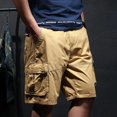 thumbnail image 3 of Pantalones cortos para hombre, anchos, holgados, de gran tamaño, con botones, pantalones cortos cargo para hombre, sueltos, populares, elegantes, casuales, de algodón, vintage, nuevos en Y2k, 3 of 5